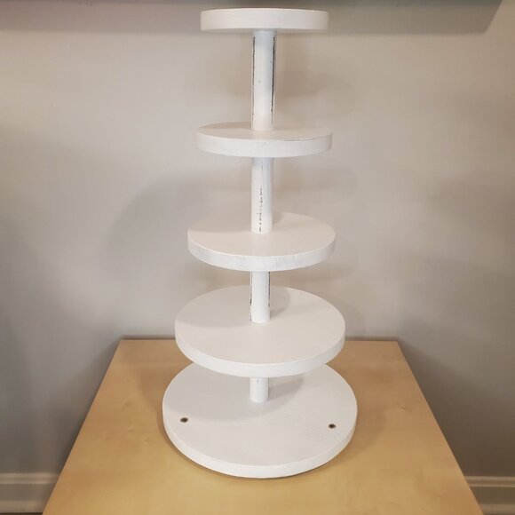 New - 24" Five Tier Cupcake/Dessert Display Stand in White Wood Finish - Picture 2 of 10